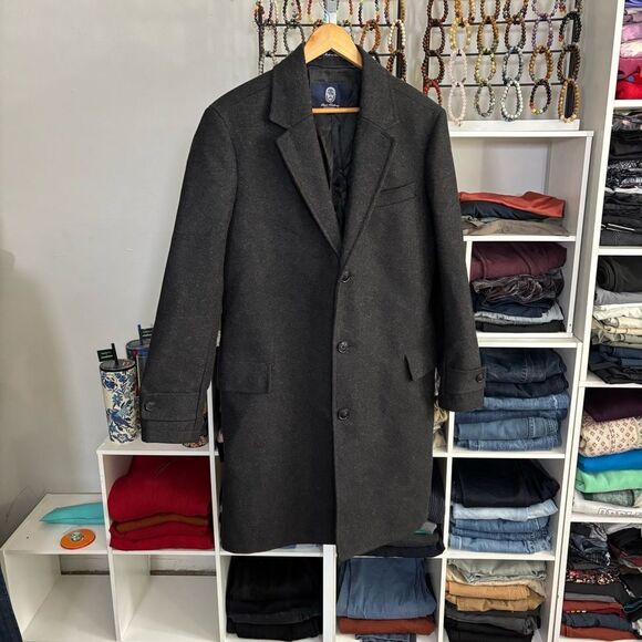 Men's Black Wool Overcoat men's large Twilight old money classic bloke-core - Picture 11 of 11